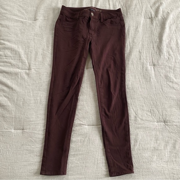 American Eagle AE Super Stretch Jegging Maroon Red Raisin Sz 2 Short Fall Work - Picture 1 of 8